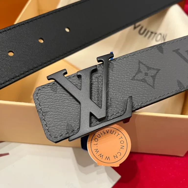 View 6 of Monogram Leather Belt: Iconic LV Style, Textured Black Leather