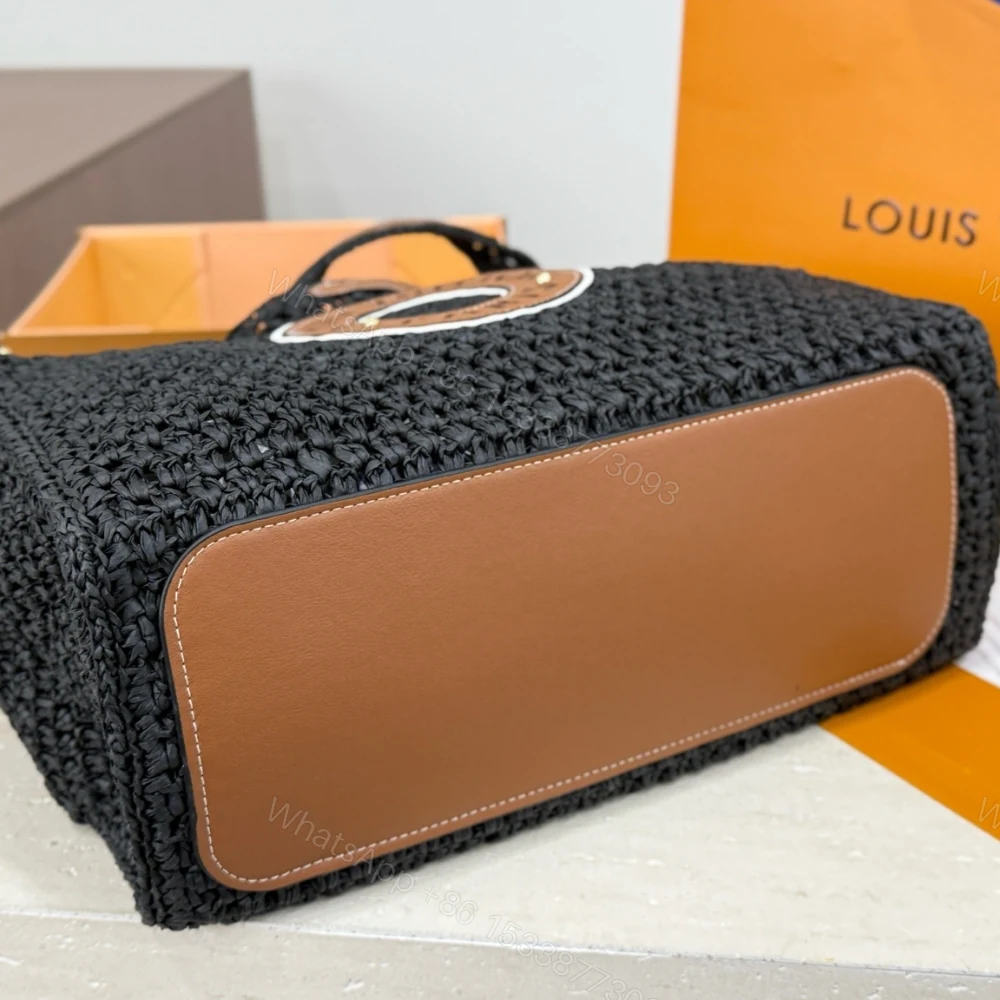 View 4 of Louis Vuitton Onthego MM Raffia Black 37Cm