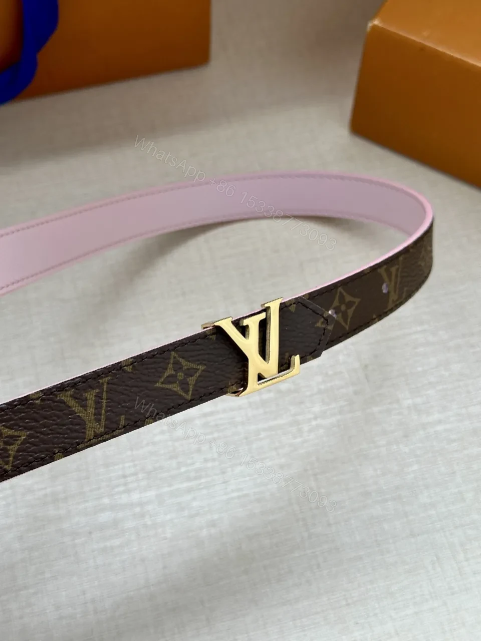 View 6 of Monogram Canvas Belt with Pink Leather Interior – Subtle Luxury