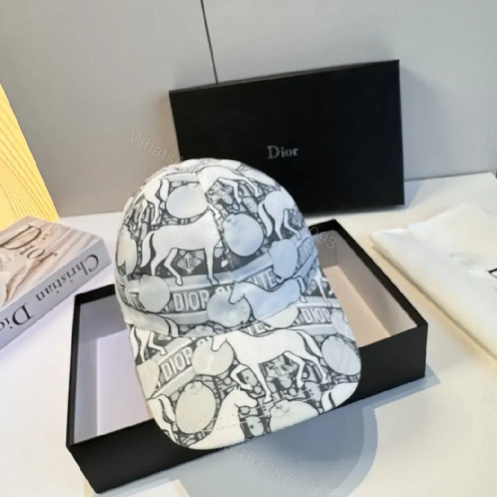 View 9 of White Cap Baseball DIOR Cartoon Print ComfortFit Cap