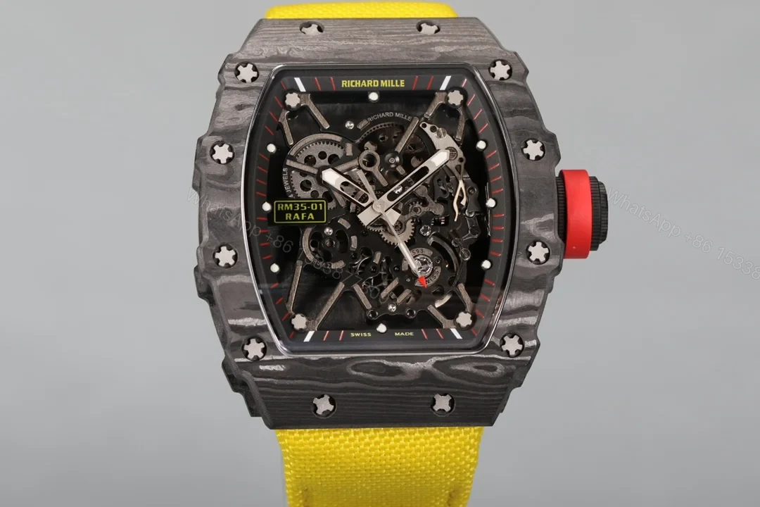 Richard Mille RM35-01 NTPT Carbon Fiber RMUL3 Yellow Strap Watch RM35-01-CF-YELLOW — view 1