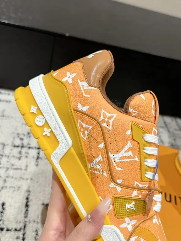 View 2 of Vibrant LV-Inspired Monogram Low-Top Sneakers