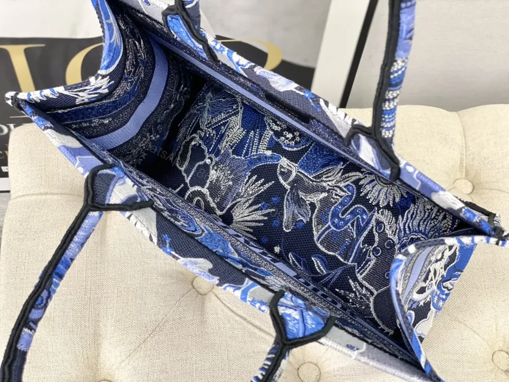 View 7 of Bold Blue Dior Tapestry Tote â€“ Luxe, Practical Carryall