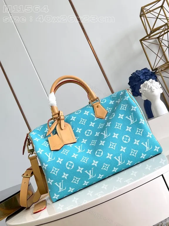 Vibrant Blue LV-Inspired Monogram Duffle, Structured Luxury Bag — view 1