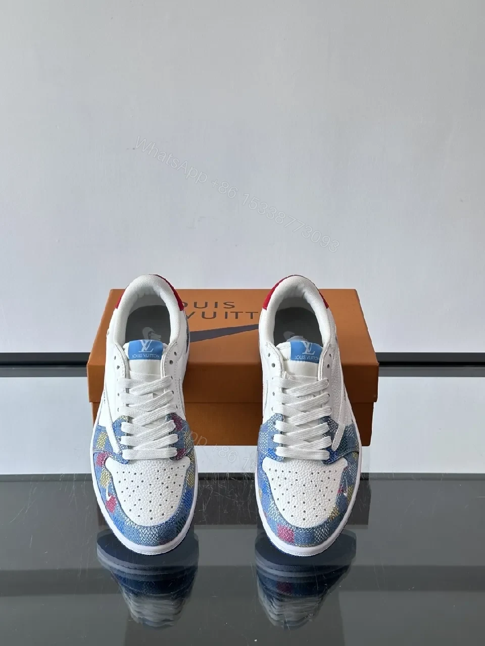 View 8 of Colorful Leather Knit Sneakers with Signature Accents