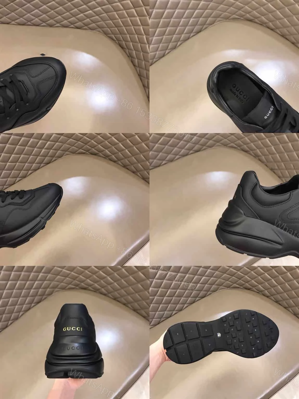 View 4 of Gucci Rhyton Low Top Sneakers In Black – GC125