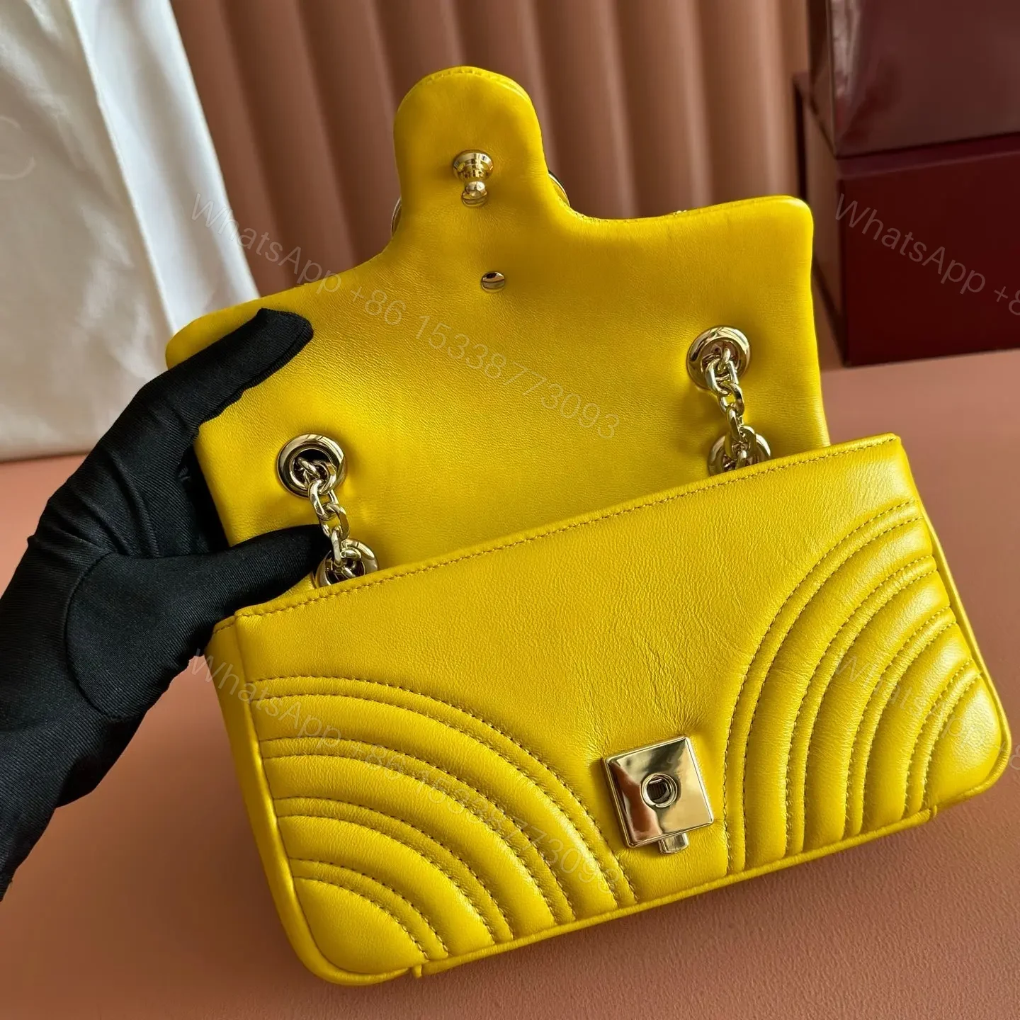 View 6 of GUCCI GG MARMONT BAG 22 IN YELLOW LAMBSKIN