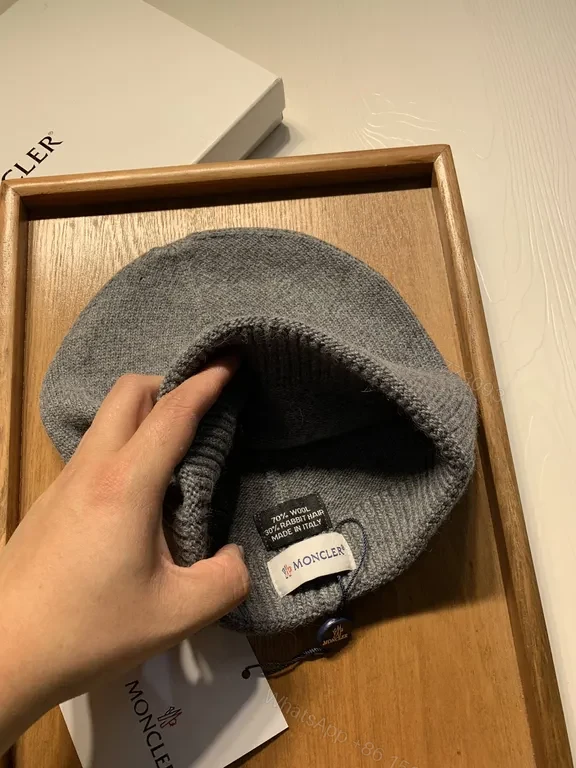 View 5 of Gray Moncler Beanie - Knit Warmth, Subtle Luxury Brand