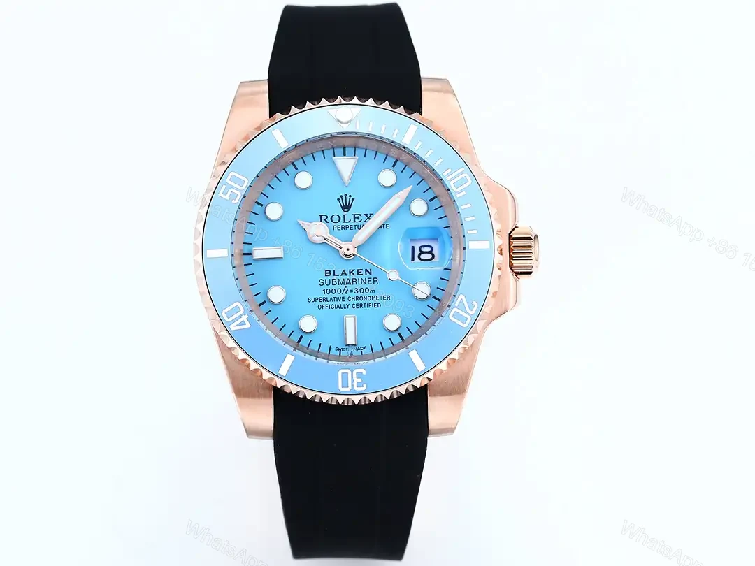 Best Rolex Blaken Tiffany Rubber Strap replica 40MM Rose Gold Case Edition RG-BLAKEN-TIFFANY-RG-RUBBER-40 — view 1