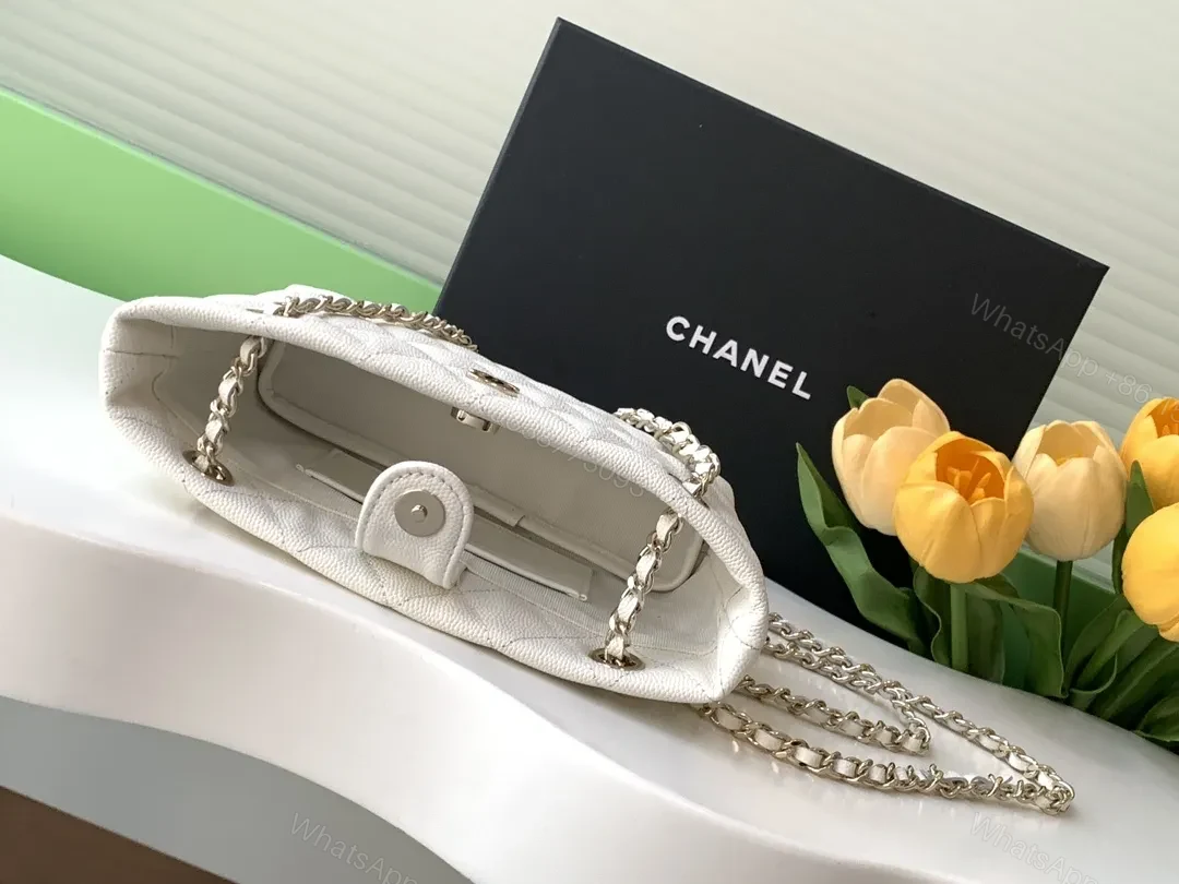 View 2 of Quilted White Chain-Detail Shoulder Bag, Elegant Day-to-Night