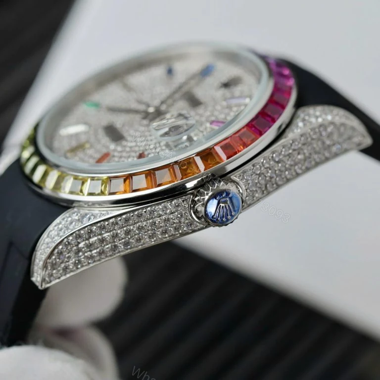 View 3 of Datejust 41mm Super Clone Rainbow Bezel Rubber Strap