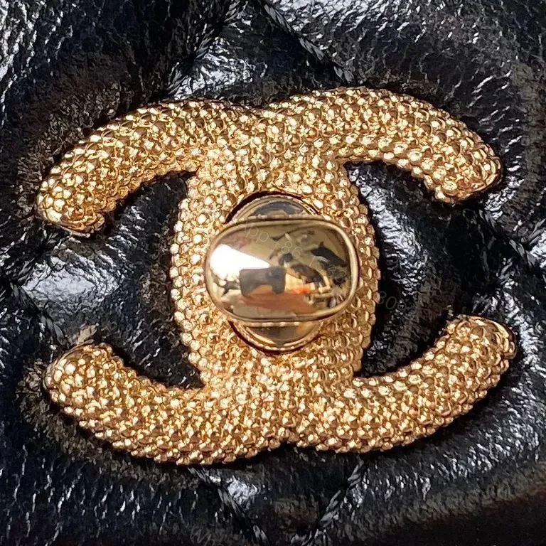 View 7 of Chanel-Inspired Quilted Black Calfskin Bag with Chain