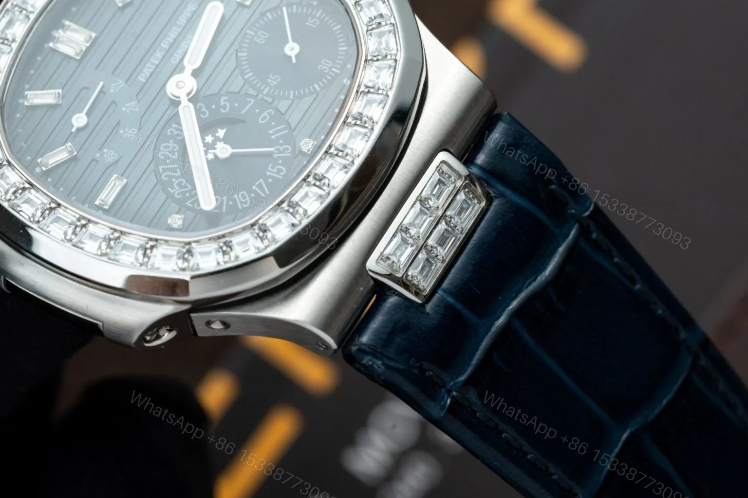 View 3 of Replica Patek Philippe Nautilus White Gold Blue Dial 40mm
