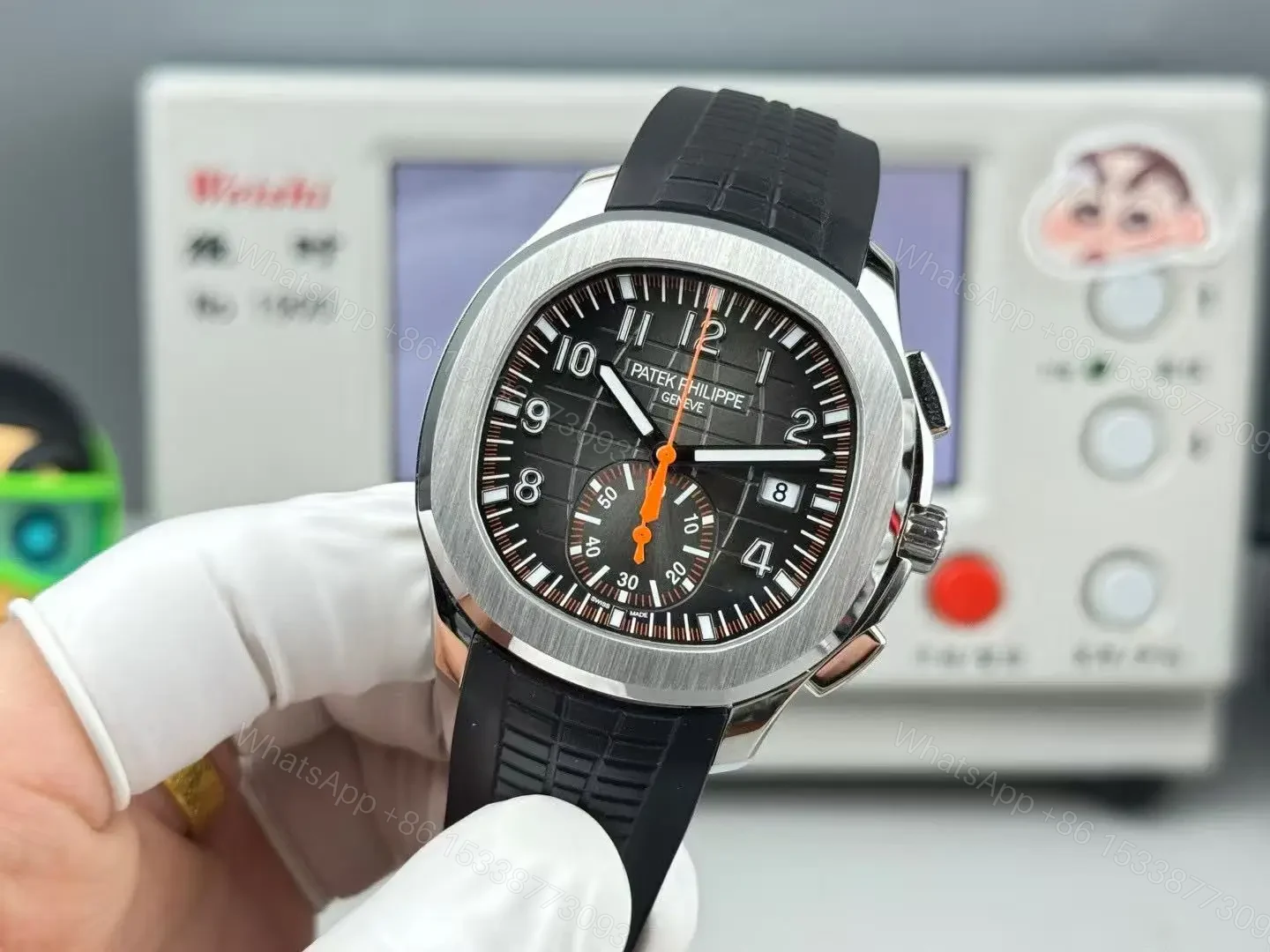 View 3 of Patek Philippe Super Clone Aquanaut 5968 Black Dial Rubber Strap Premium 42MM PATEK-AQUA5968-BLK