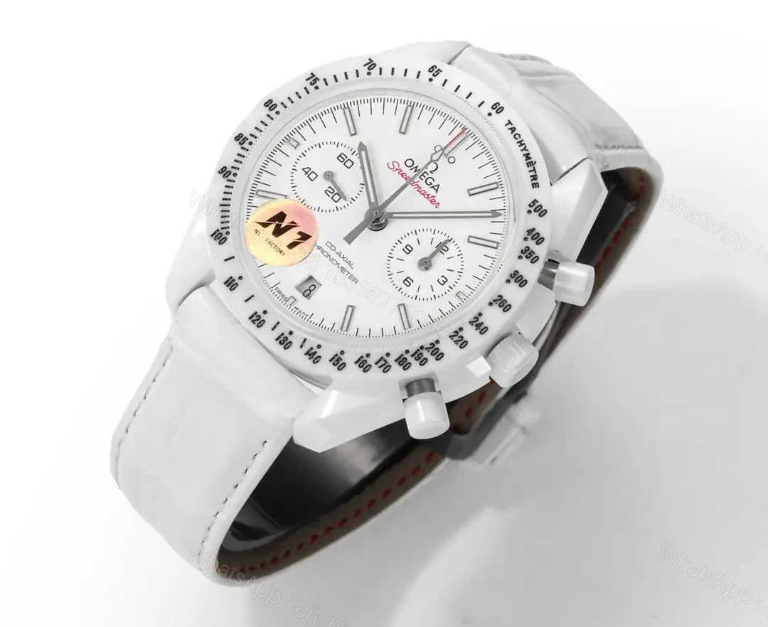 View 4 of Omega Speedmaster Dark Side of the Moon White Full Ceramic Watch with Nylon Strap