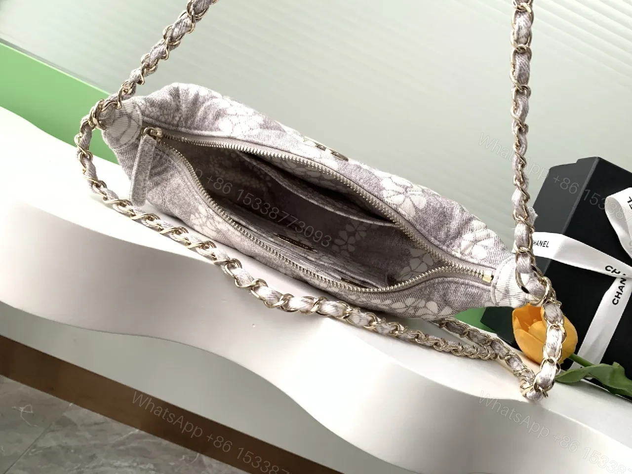 View 5 of Quilted Floral Textured Chain Wallet Bag - Luxury Everyday