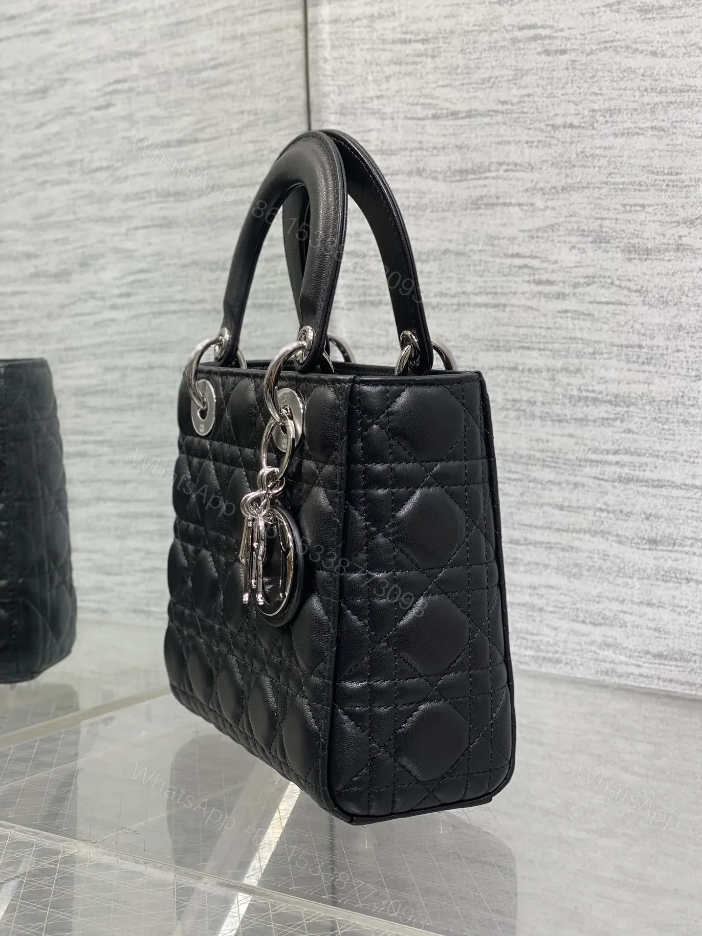 View 3 of DIOR LADY DIOR SMALL BLACK SLIVER HARDWARE