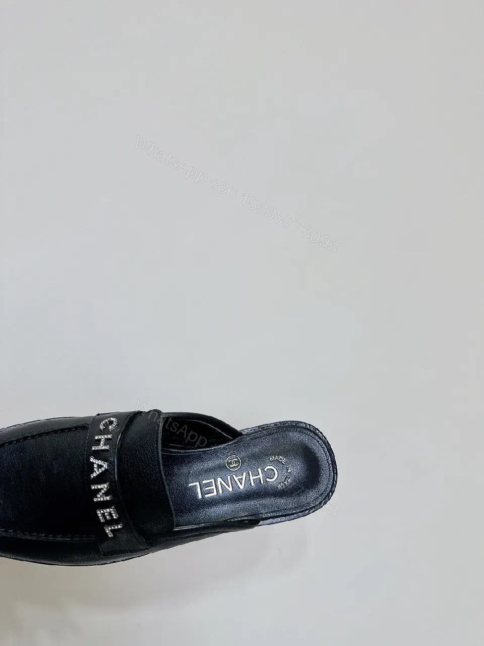 View 2 of Black Leather Slides - Chic, Designer-Inspired, Cushioned Comfort
