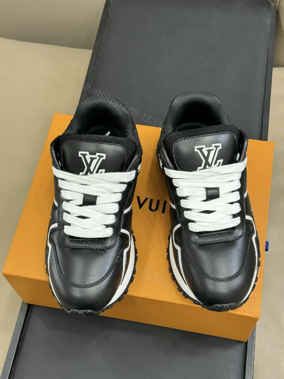 View 4 of Lux Laminated Leather High-Top Sneakers: Designer Comfort