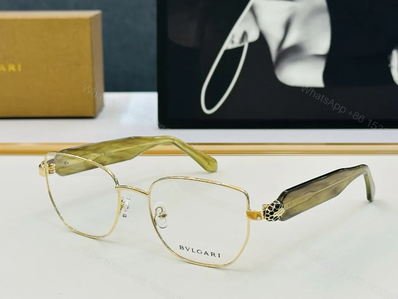 View 7 of Gold-Frame Round Glasses with Black Temple Accents, Luxe Style