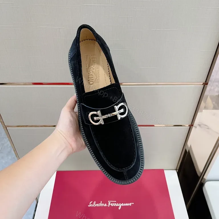 View 2 of Black Suede Loafer with Gancini Hardware â€“ Refined Everyday Style