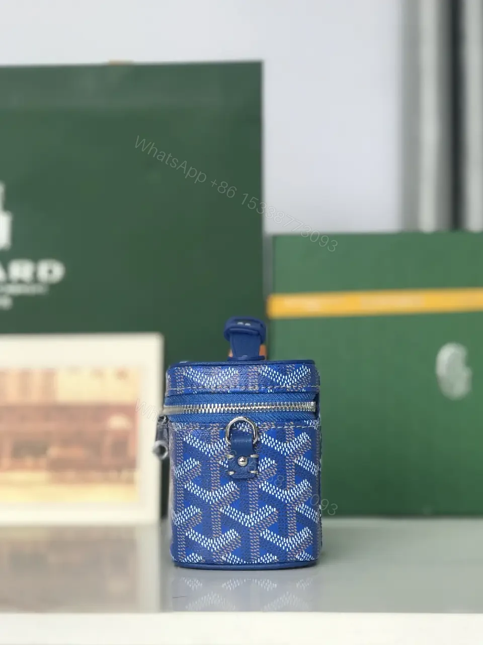 View 6 of Blue Patterned Structured Icon Bag - Durable Everyday Luxe Bag