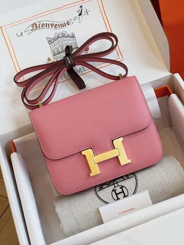 Hermes Constance Bag Epsom Gold Like Auth Handbags Pink 19cm — view 1