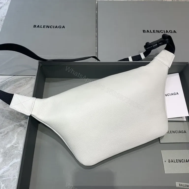 View 6 of Balenciaga Baggage Belt Bag â€” White Pebble Leather, Modern Minimalist