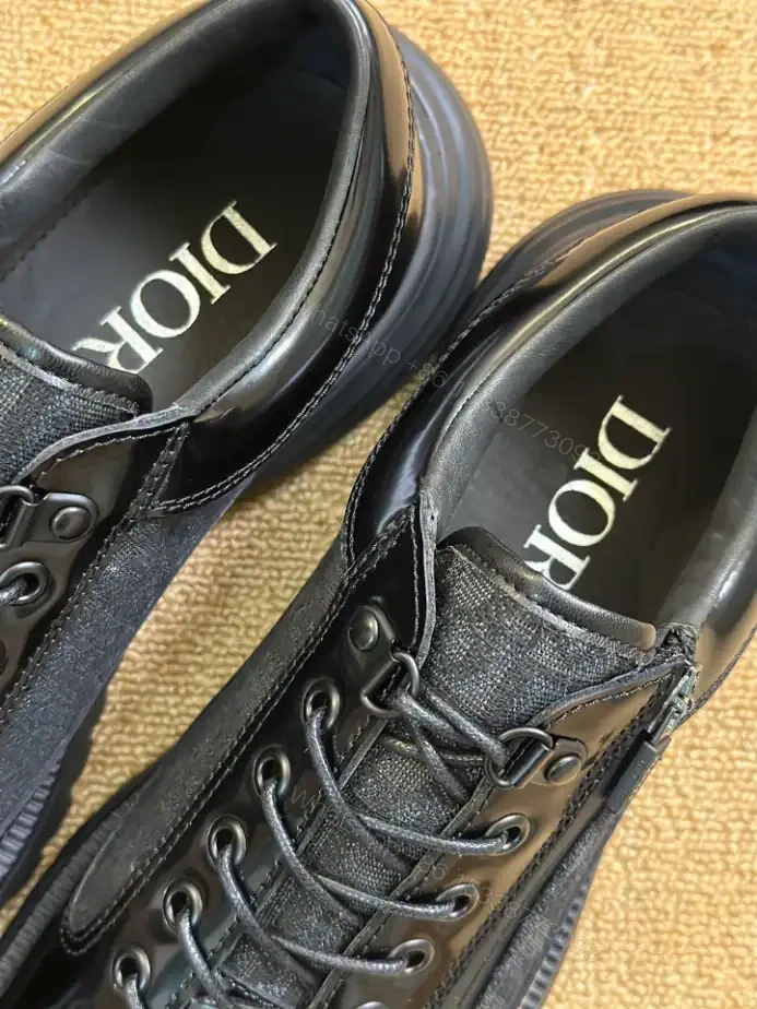 View 5 of DIOR COMBAT DERBY SHOES BLACK POLISHED CALFSKIN AND BLACK OBLIQUE JACQUARD – CD197