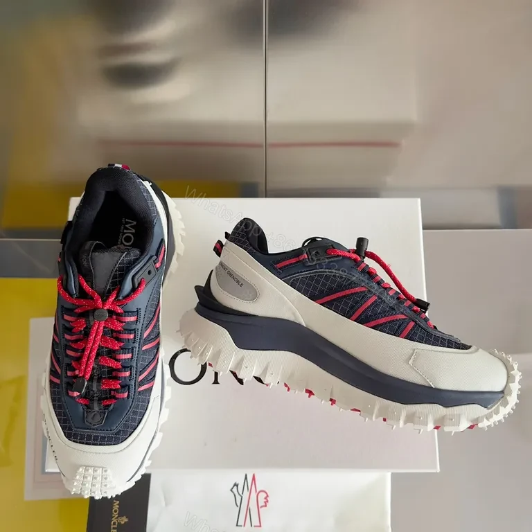 View 2 of Navy & Red MONCLER-Inspired Luxury Sneakers: All-Day Comfort