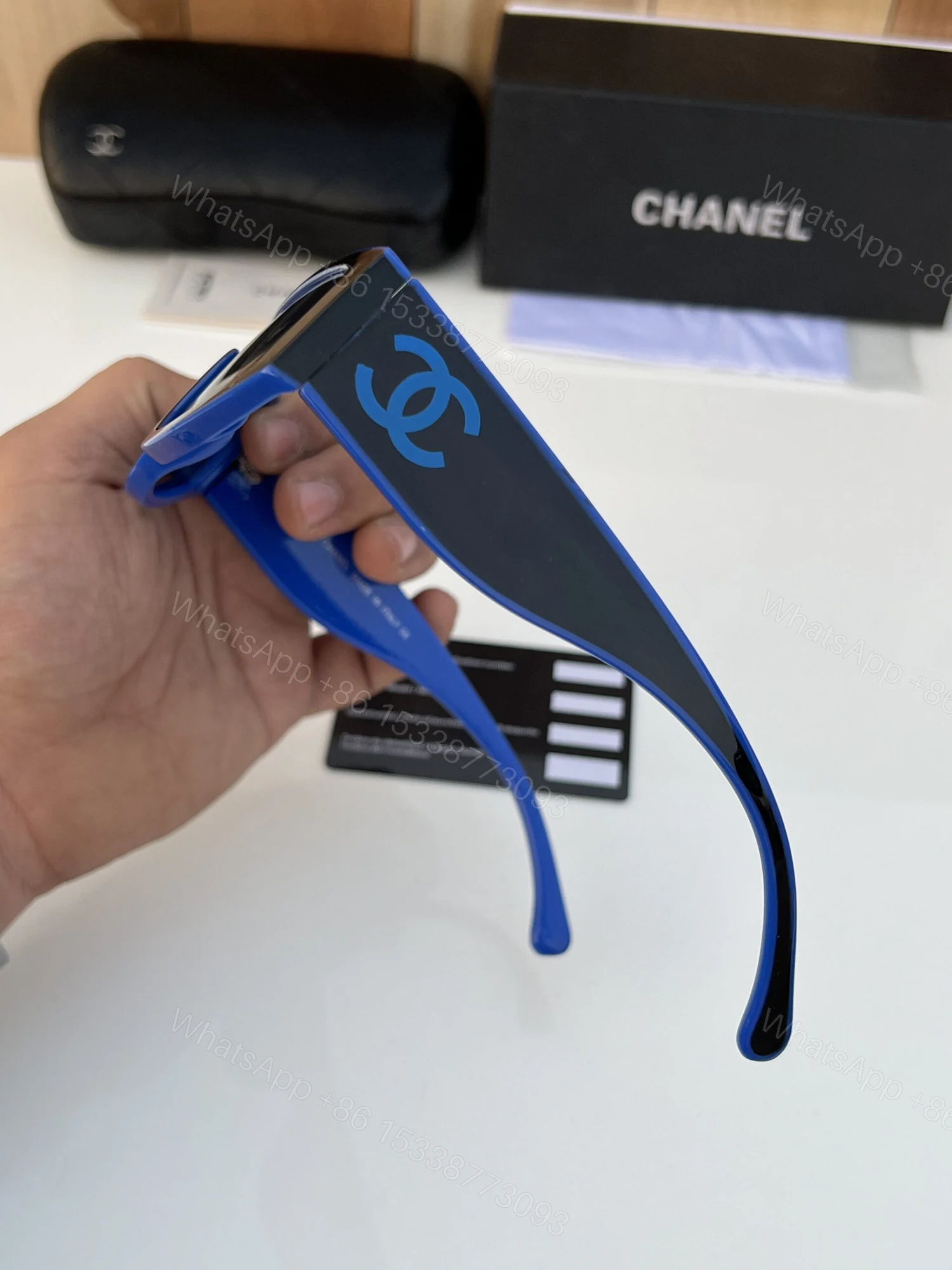 View 3 of First Copy Chanel Blue Black Sunglasses