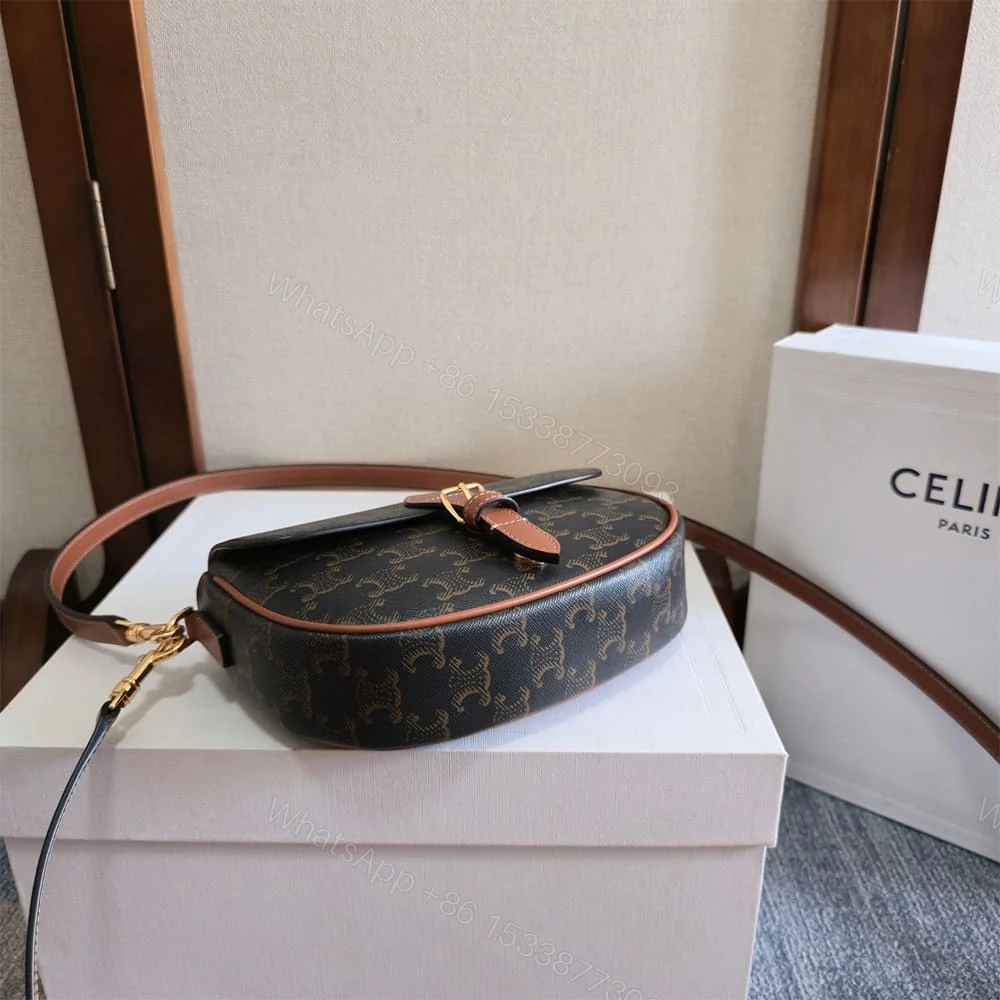 View 6 of Celine FOLCO SHOULDER BAG IN Triomphe Canvas and Calfskin