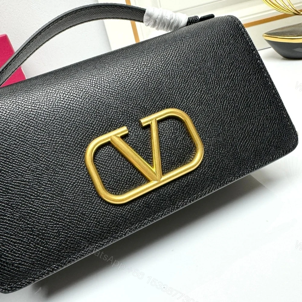 View 4 of VALENTINO GARAVANI VLOGO SIGNATURE GRAINY WALLET WITH CHAIN BLACK 22CM