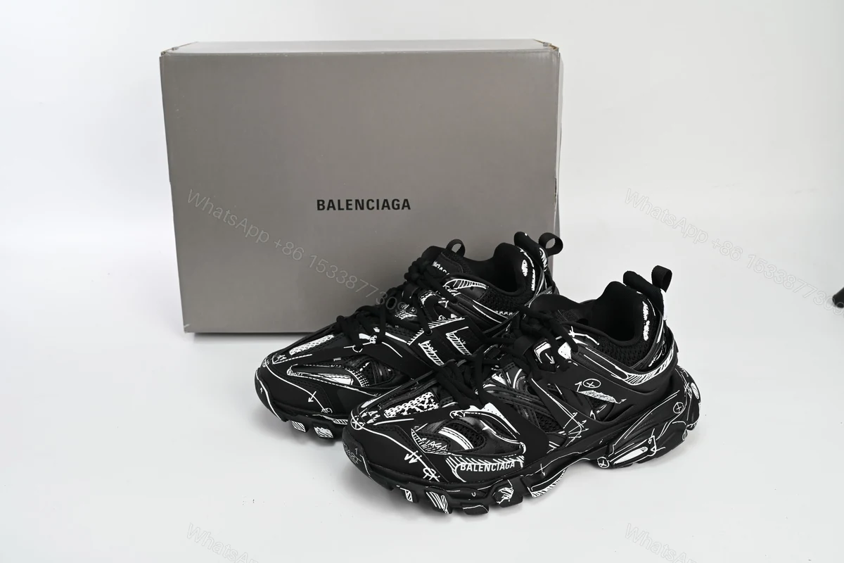 Balenciaga Track Black Black-And-White Painting 542023 W3SR2 2315 — view 2