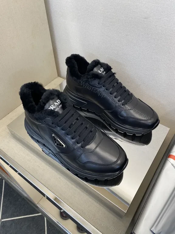 View 2 of Prada-Style Leather High-Top Sneakers: Lux Warmth