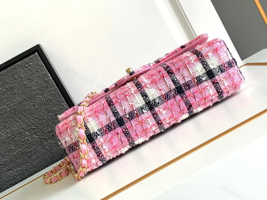 View 5 of CC MEDIUM 25 CLASSIC BAG IN LIGHT PINK MIX BLACK WOOL TWEED