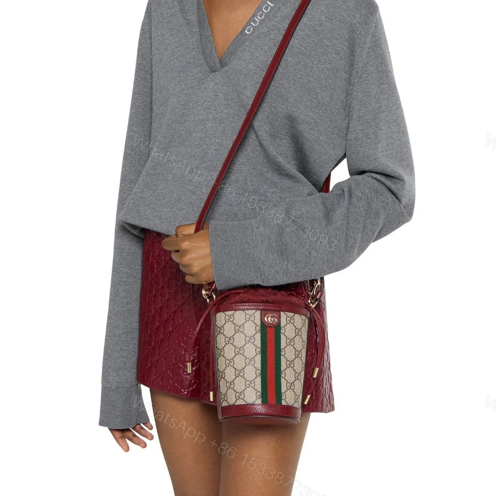 View 9 of Gucci Ophidia Mini Bucket Bag Beige And Dark Red 20Cm