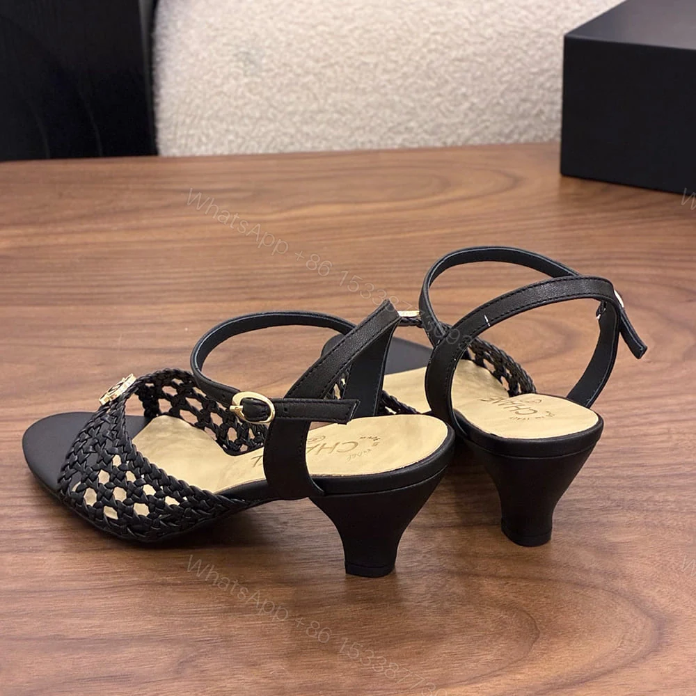 View 6 of CHANEL Braided Ankle-Strap Sandals 260238