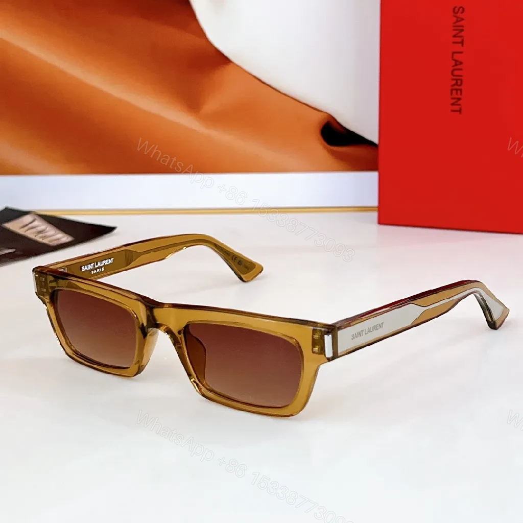 Amber-Accent Modern Edge Sunglasses - Lightweight, Rectangular Frame — view 1
