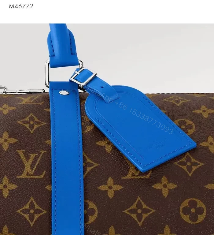 View 3 of Bold Monogram Duffle: Electric Blue Trim Travel Bag