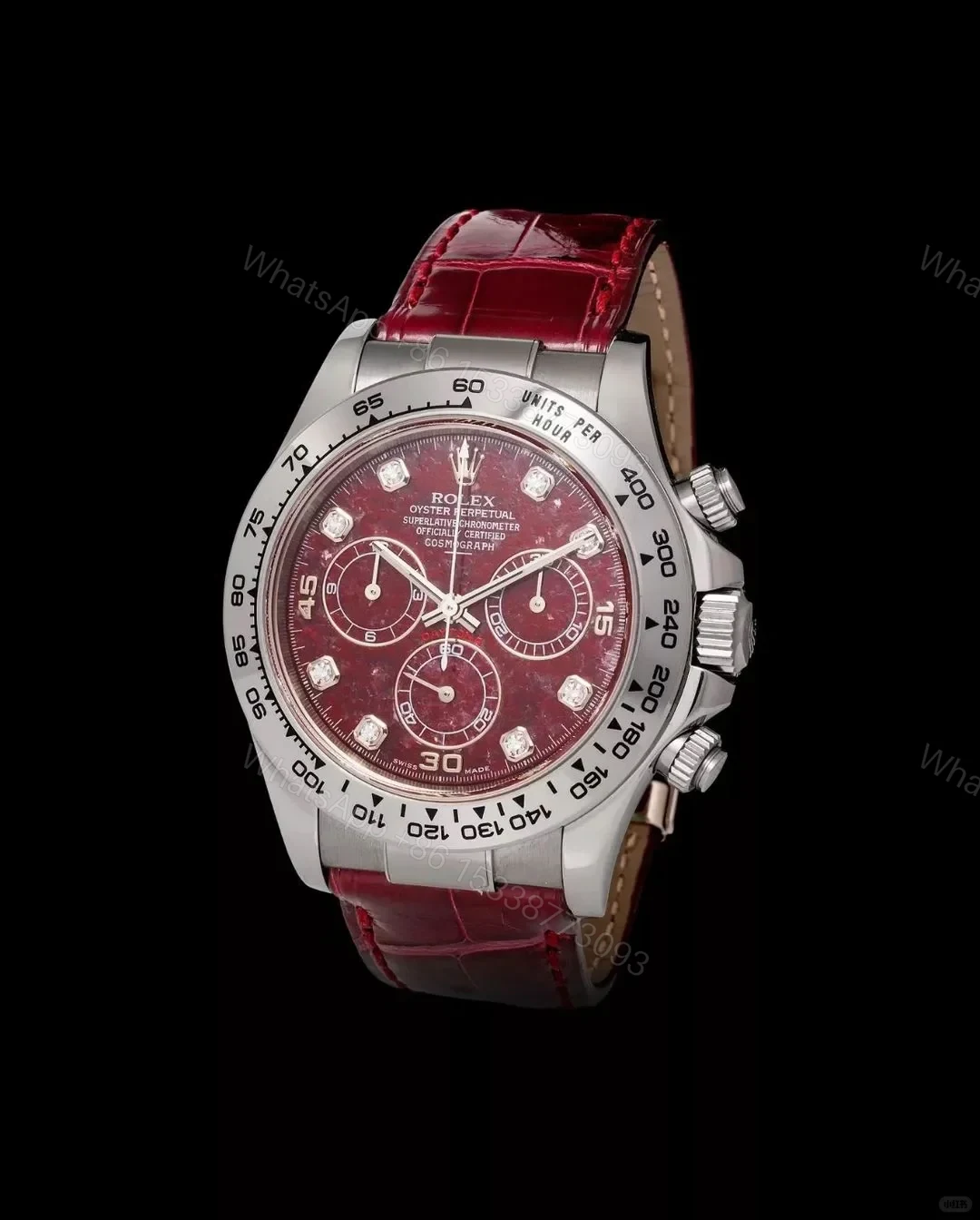 Rolex Daytona Red Stone Dial Burgundy Leather Strap Edition 40mmRLX-DAY-RED-STN40-BRG-LTH — view 1