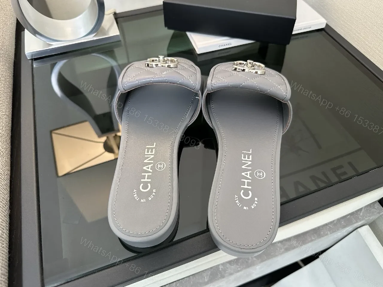 View 4 of Quilted Leather Slides – Subtle Luxury, Everyday Chic