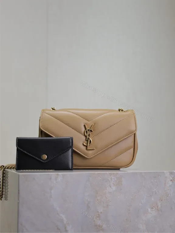 Chic Camel Leather Flap Bag with YSL-Hardware Luxury — view 1