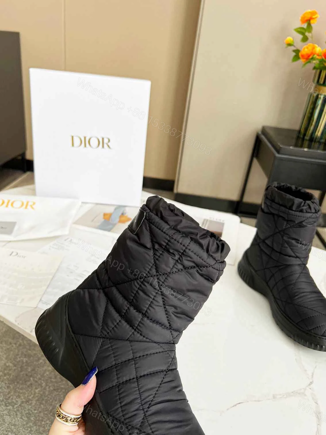 View 4 of DIOR FROST ANKLE BOOT BLACK QUILTED NYLON BLACK