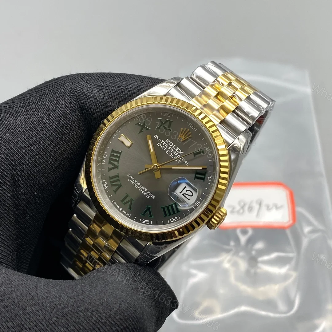 View 2 of Datejust 36mm 126233 Clean Gray Dial Green Roman on SS/YG Jubilee Bracelet Super Clone