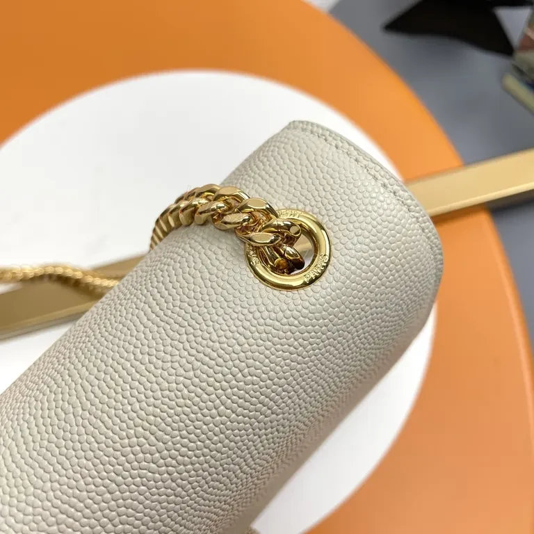 View 3 of Beige Pebble Leather Crossbody: Luxe YSL-Inspired Bag