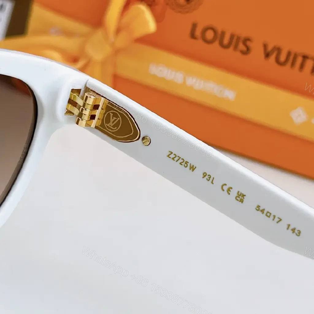 View 7 of White Acetate Sunglasses, Round-Square, Gradient Lenses, Gold Details