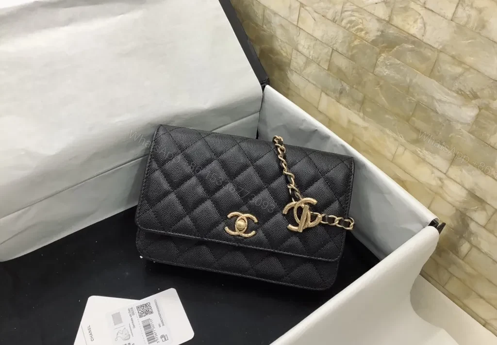 View 6 of Chanel-Inspired Quilted Small Flap Bag with Gold Chain