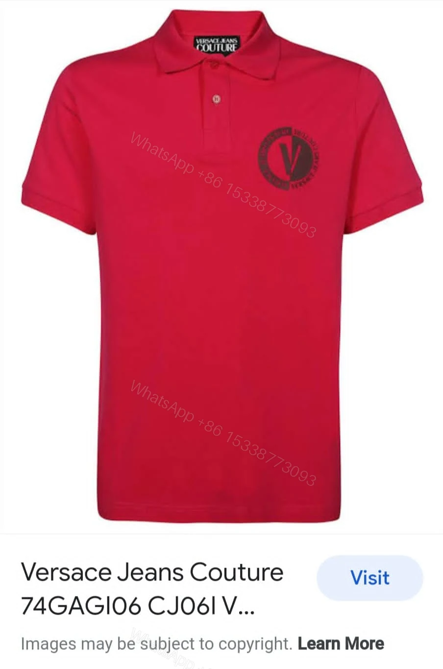 FIRST COPY VERSACE EXCLUSIVE COTTON LYCRA COLLAR T-SHIRT — view 1