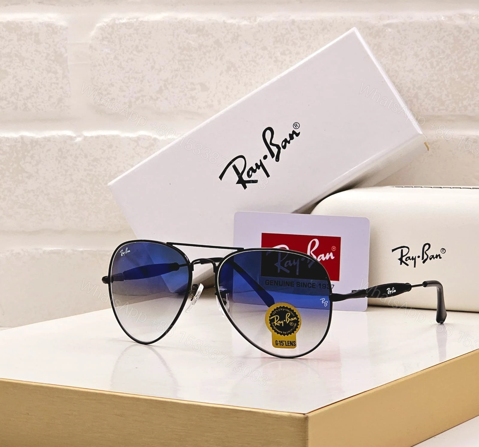 View 5 of Ray-Ban Aviator Black-Green Metal Frame